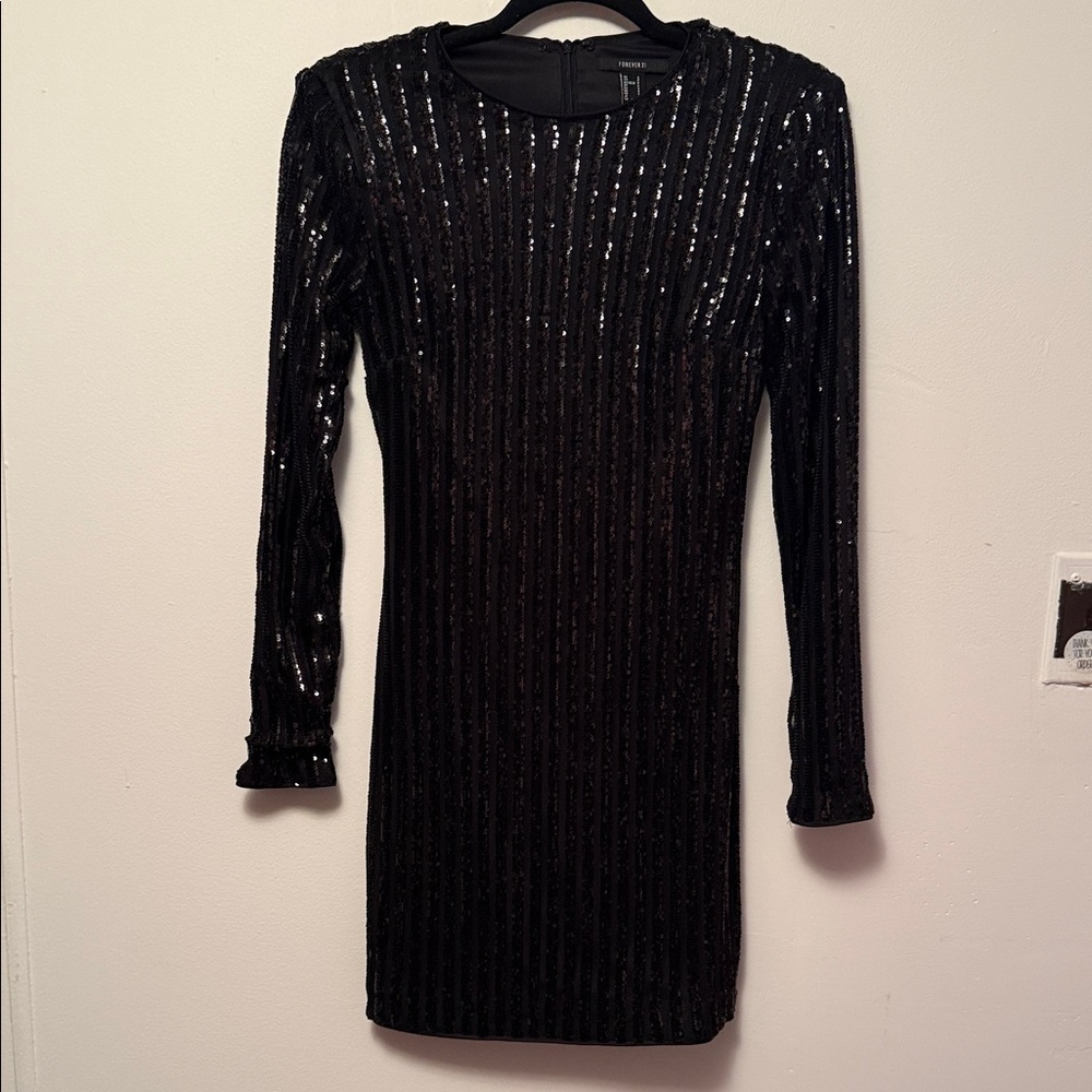 Forever 21 Black Sequin Long Sleeve Dress